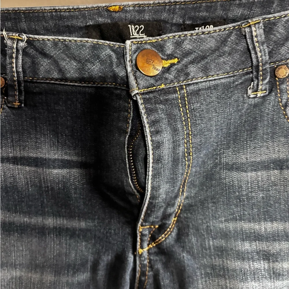 1822 Denim Dark Blue Distressed Ankle Jeans - Picture 3 of 6